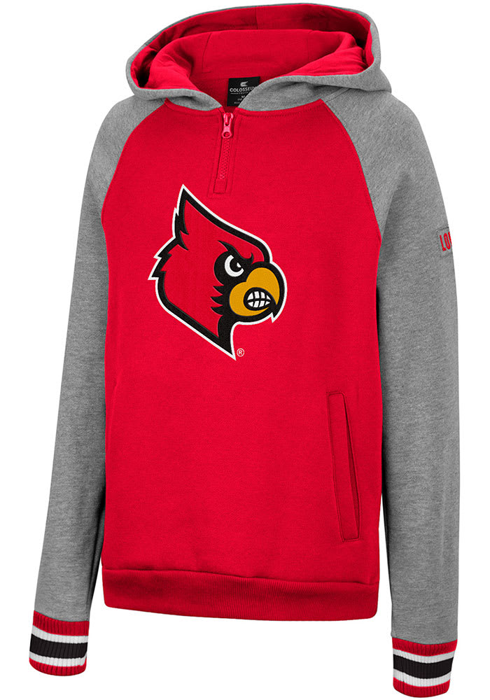Colosseum Louisville Cardinals Youth Red Tuppence 1/4 Zip Long Sleeve Hoodie