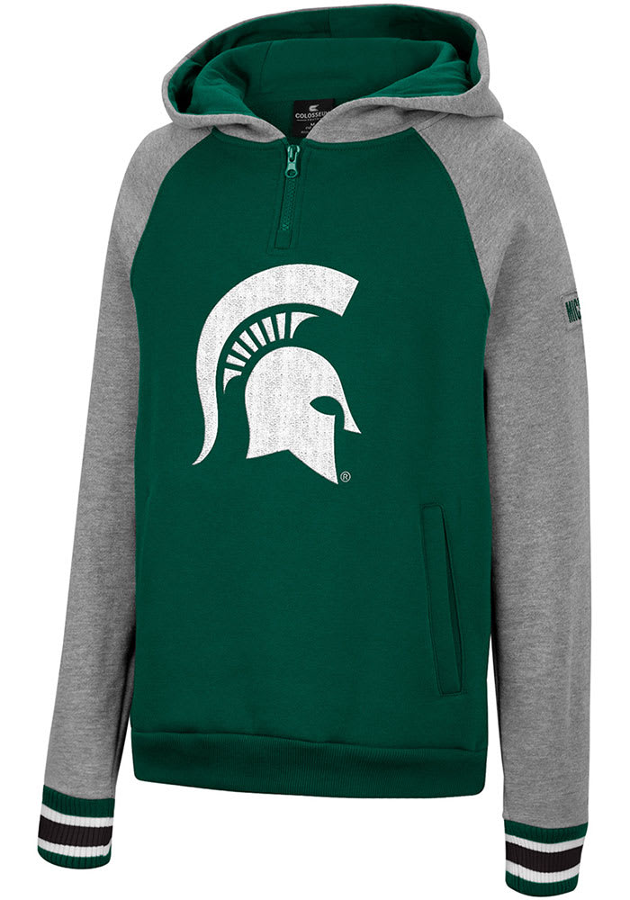 Colosseum Michigan State Spartans Youth Green Tuppence 1/4 Zip Long Sleeve Hoodie