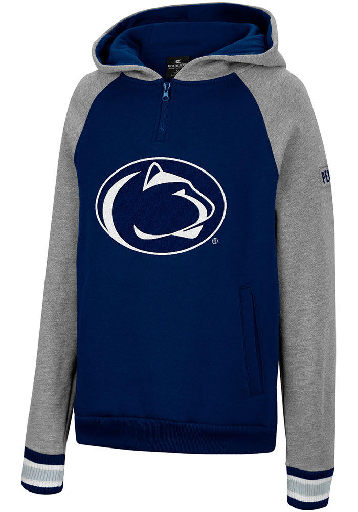 Colosseum Penn State Nittany Lions Youth Navy Blue Tuppence 1/4 Zip Long Sleeve Hoodie