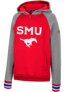 Colosseum SMU Mustangs Youth Red Tuppence 1/4 Zip Long Sleeve Hoodie