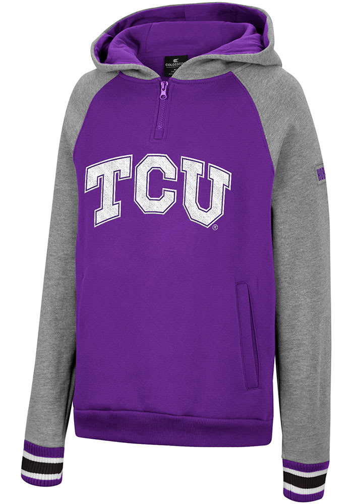 Colosseum TCU Horned Frogs Youth Purple Tuppence 1/4 Zip Long Sleeve Hoodie