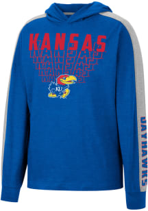 Colosseum Kansas Jayhawks Youth Blue Wind Changes Hooded Long Sleeve T-Shirt