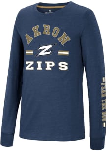 Colosseum Akron Zips Youth Blue Roof Long Sleeve T-Shirt