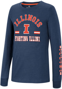 Youth Illinois Fighting Illini Navy Blue Colosseum Roof Long Sleeve T-Shirt