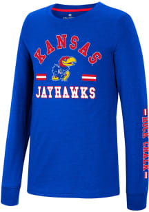 Colosseum Kansas Jayhawks Youth Blue Roof Long Sleeve T-Shirt