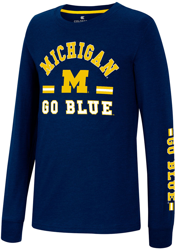 Colosseum Michigan Wolverines Youth Navy Blue Roof Long Sleeve T-Shirt