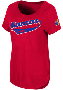 Colosseum Kansas Jayhawks Womens Red Down To The River Short Sleeve T-Shirt