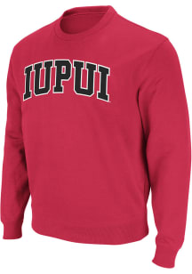 Colosseum IUPUI Jaguars Mens Crimson Arch Mascot Long Sleeve Crew Sweatshirt
