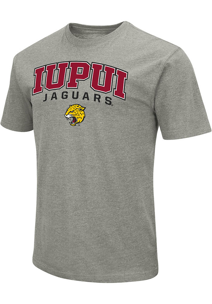 Colosseum IUPUI Jaguars Grey Arch Mascot Short Sleeve Fashion T Shirt