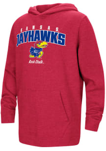 Colosseum Kansas Jayhawks Youth Red Arch Mascot Chant Long Sleeve Hoodie