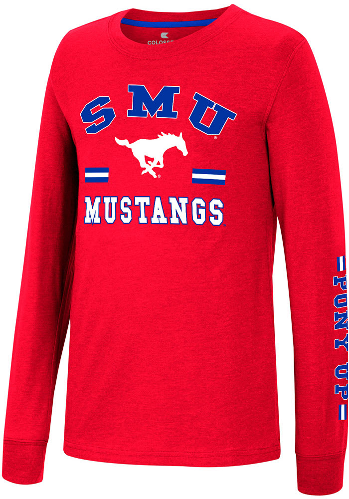 Colosseum SMU Mustangs Youth Red Roof Long Sleeve T-Shirt