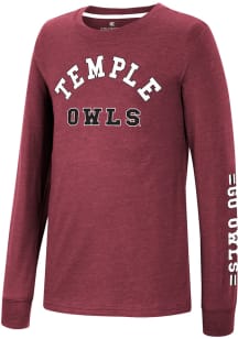 Colosseum Temple Owls Youth Red Roof Long Sleeve T-Shirt