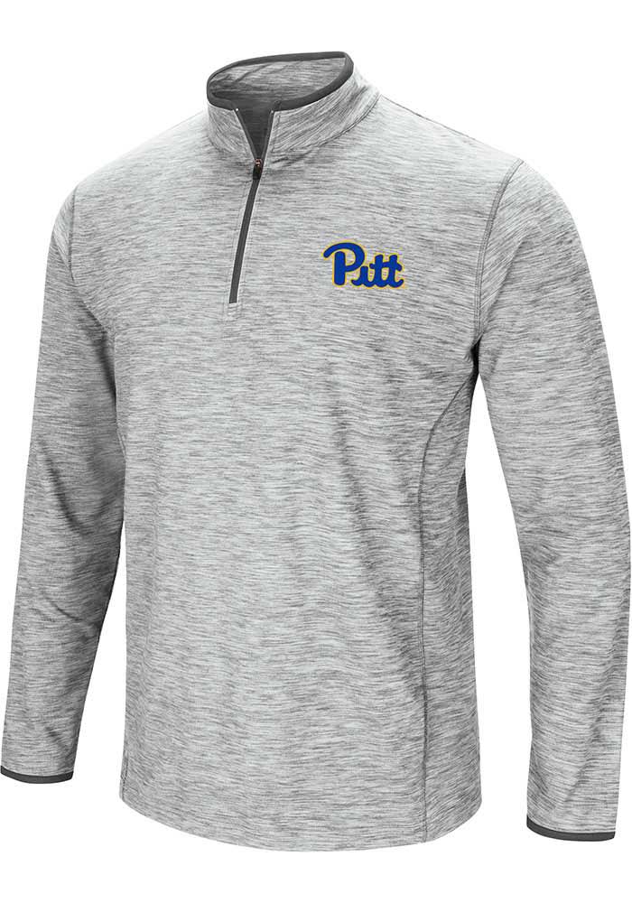 Colosseum Pitt Panthers Mens Grey Sprint Long Sleeve 1/4 Zip Pullover