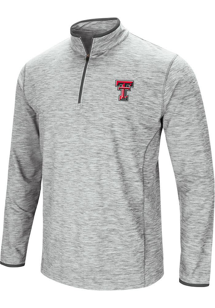 Colosseum Texas Tech Red Raiders Mens Grey Sprint Long Sleeve 1/4 Zip Pullover