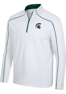 Colosseum Michigan State Spartans Mens White Take your time Long Sleeve 1/4 Zip Pullover