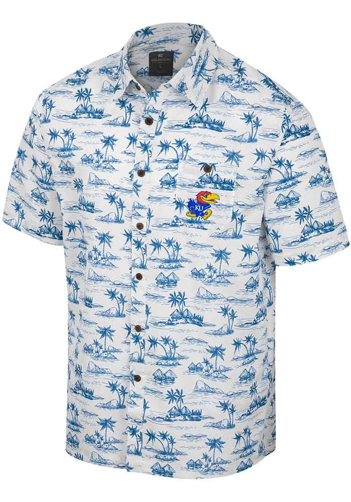 Kansas Jayhawks Mens Colosseum Short Sleeve Spontaneous Button Down ...