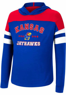 Colosseum Kansas Jayhawks Girls Blue Jolly Hooded Long Sleeve T-shirt