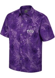 Colosseum TCU Horned Frogs Mens Purple What Else Short Sleeve Dress Shirt
