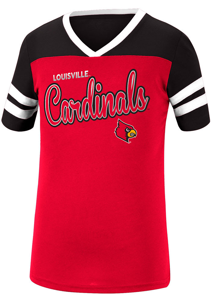 Colosseum Louisville Cardinals Girls Red Practically Perfect Short Sleeve Fashion T-Shirt