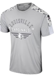 Colosseum Louisville Cardinals Grey Hatch Short Sleeve T Shirt