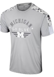 Colosseum Michigan Wolverines Grey Hatch Short Sleeve T Shirt