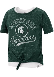 Colosseum Michigan State Spartans Girls Green Stroll 2 Layer Short Sleeve Fashion T-Shirt