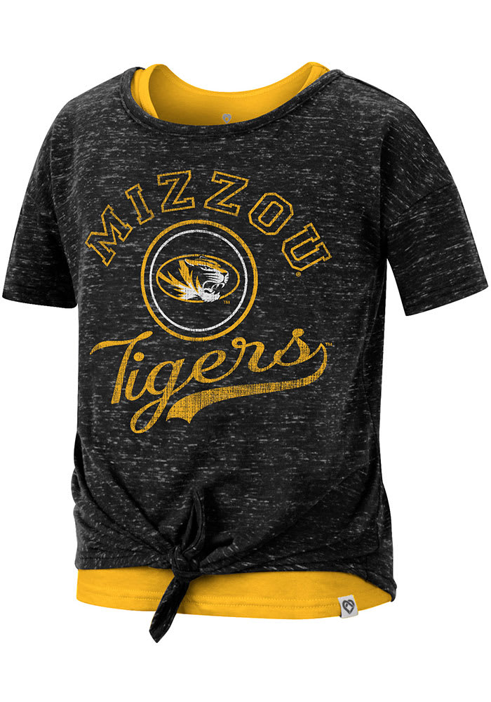 Colosseum Missouri Tigers Girls Black Stroll 2 Layer Short Sleeve Fashion T-Shirt
