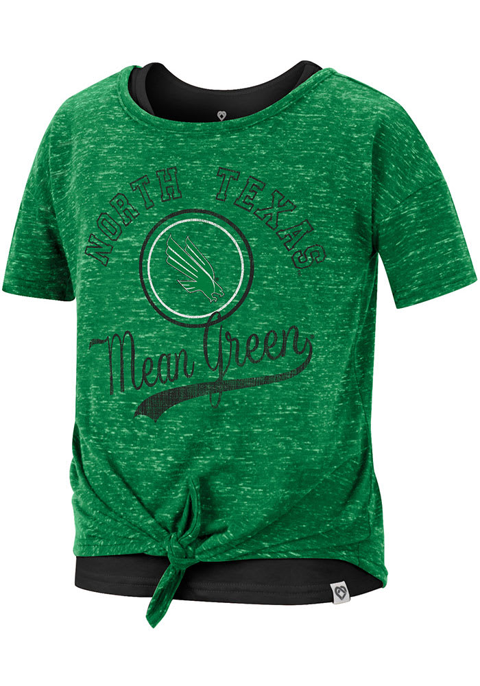 Colosseum North Texas Mean Green Girls Kelly Green Stroll 2 Layer Short Sleeve Fashion T-Shirt