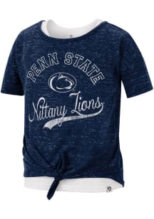 Colosseum Penn State Nittany Lions Girls Navy Blue Stroll 2 Layer Short Sleeve Fashion T-Shirt