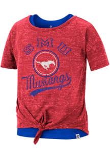 Colosseum SMU Mustangs Girls Red Stroll 2 Layer Short Sleeve Fashion T-Shirt
