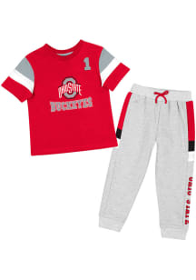 #Ohio St Red Tdlr Horse Race Top and Bottom Set