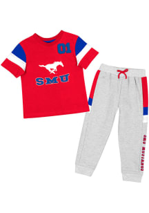 Colosseum SMU Mustangs Toddler Red Horse Race Set Top and Bottom