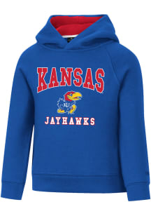 Colosseum Kansas Jayhawks Toddler Blue Chimney Long Sleeve Hooded Sweatshirt