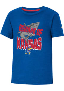Colosseum Kansas Jayhawks Toddler Blue Shark Short Sleeve T-Shirt