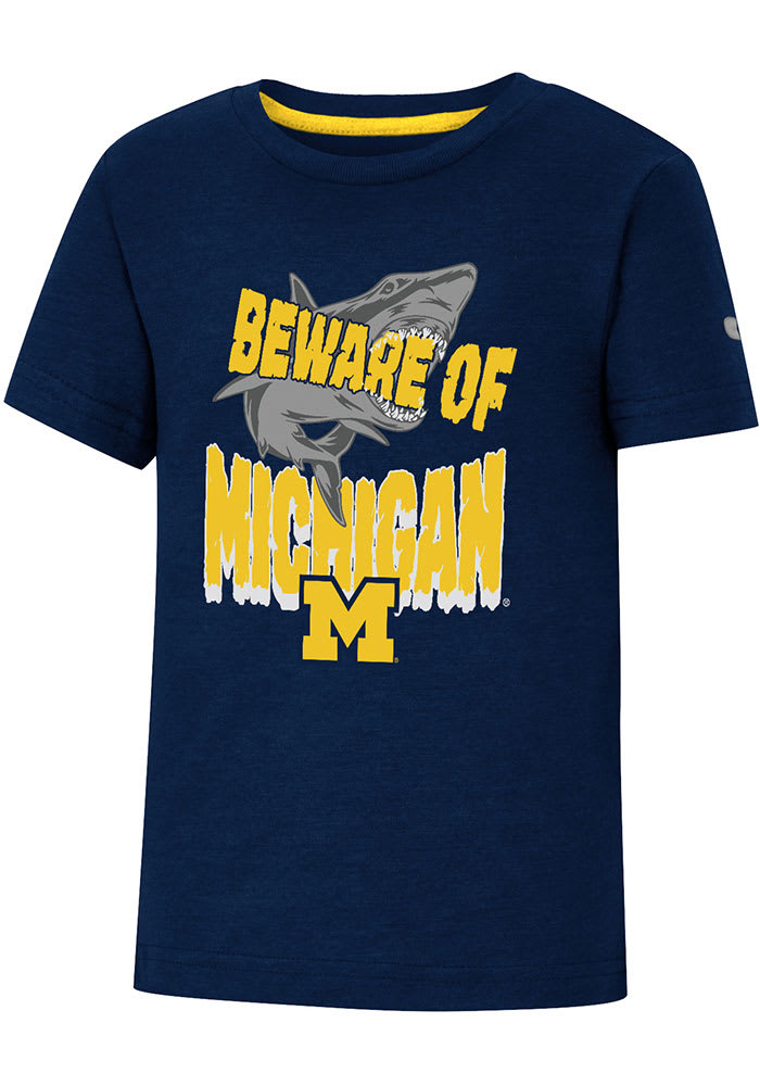 Colosseum Michigan Wolverines Toddler Navy Blue Shark Short Sleeve T-Shirt