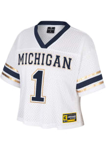 Michigan Wolverines Womens Colosseum Gliding Here Fashion Football Jersey - White