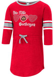 Colosseum Ohio State Buckeyes Toddler Girls Red Poppins Short Sleeve Dresses