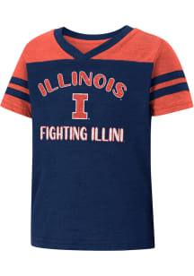 Toddler Girls Illinois Fighting Illini Navy Blue Colosseum Piecrust Promise Short Sleeve T-Shirt