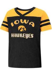 Colosseum Iowa Hawkeyes Toddler Girls Black Piecrust Promise Short Sleeve T-Shirt