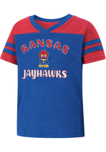 Colosseum Kansas Jayhawks Toddler Girls Blue Piecrust Promise Short Sleeve T-Shirt