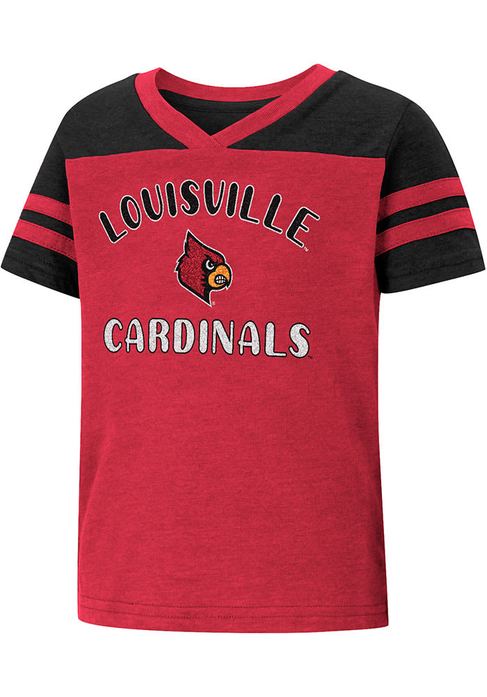 Colosseum Louisville Cardinals Toddler Girls Red Piecrust Promise Short Sleeve T-Shirt