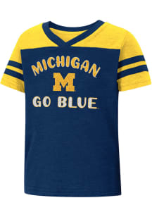 Colosseum Michigan Wolverines Toddler Girls Navy Blue Piecrust Promise Short Sleeve T-Shirt