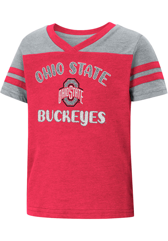 Colosseum Ohio State Buckeyes Toddler Girls Red Piecrust Promise Short Sleeve T-Shirt
