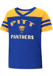 Colosseum Pitt Panthers Toddler Girls Blue Piecrust Promise Short Sleeve T-Shirt