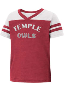 Colosseum Temple Owls Toddler Girls Red Piecrust Promise Short Sleeve T-Shirt