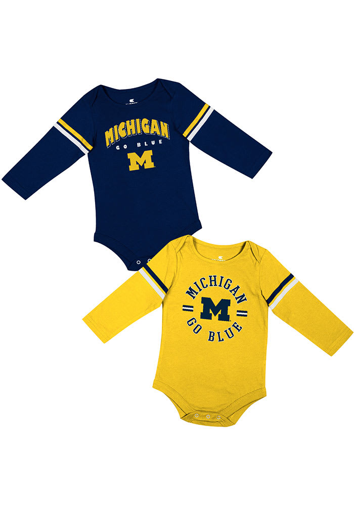 Colosseum Michigan Wolverines Baby Navy Blue Ad 2PK LS One Piece