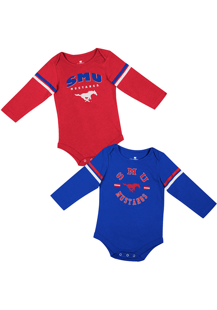 Colosseum SMU Mustangs Baby Red Ad 2PK LS One Piece