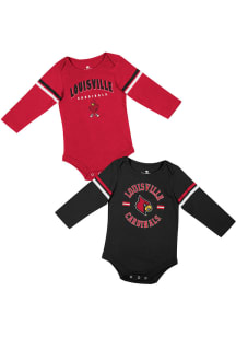 Colosseum Louisville Cardinals Baby Red Ad 2PK LS One Piece