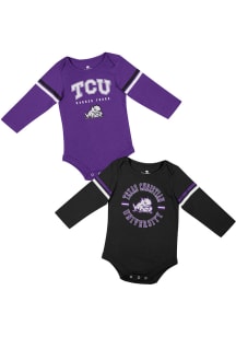Colosseum TCU Horned Frogs Baby Purple Ad 2PK LS One Piece