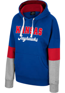 Colosseum Kansas Jayhawks Womens Blue Hart Hooded Sweatshirt